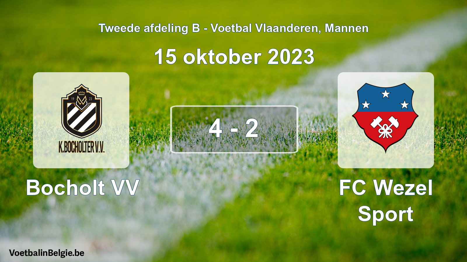 Played match men football: Bocholt VV - FC Wezel Sport 4 - 2 (15 October 2023)