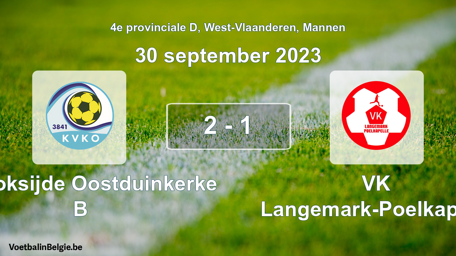 Gespeelde wedstrijd mannenvoetbal: KV Koksijde Oostduinkerke B - VK Langemark-Poelkapelle 2 - 1 (30 september 2023)