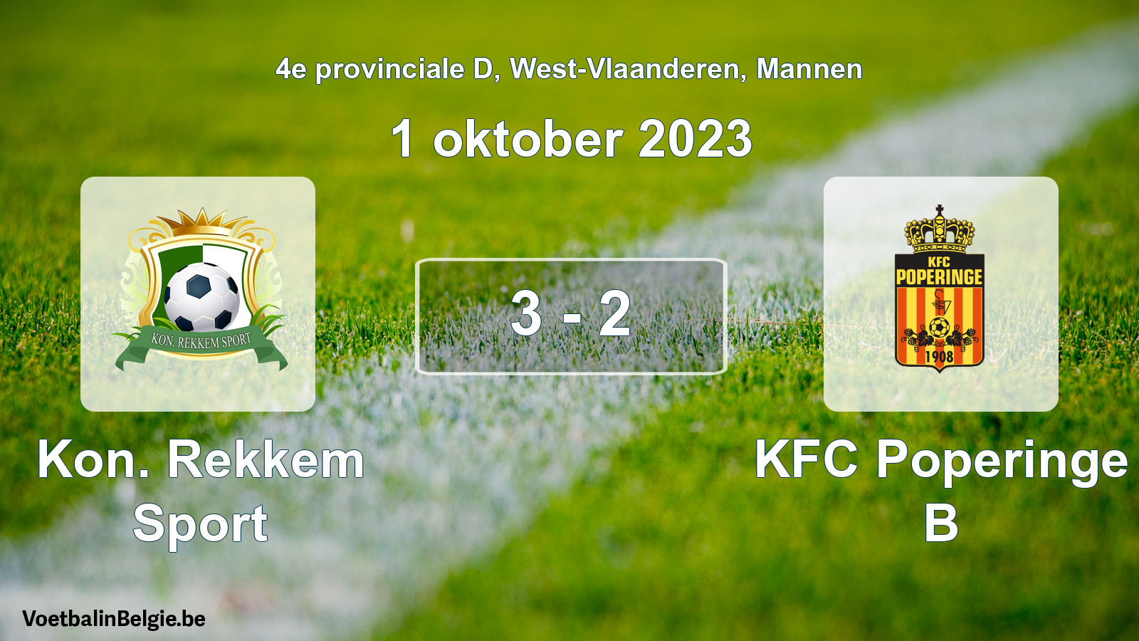 Gespeelde wedstrijd mannenvoetbal: Kon. Rekkem Sport - KFC Poperinge B 3 - 2 (1 oktober 2023)