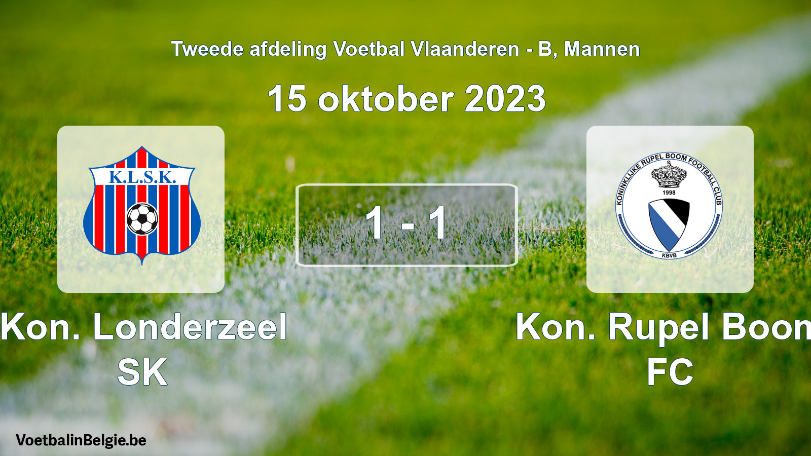 Gespeelde wedstrijd mannenvoetbal: Kon. Londerzeel SK - Kon. Rupel Boom FC 1 - 1 (15 oktober 2023)