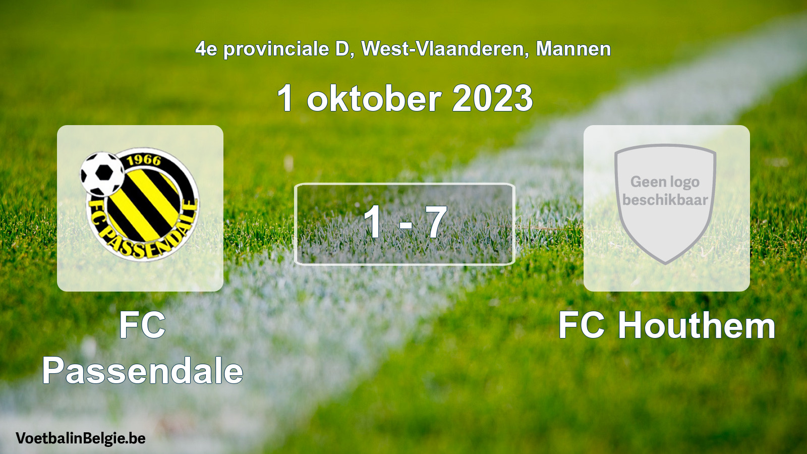 Gespeelde wedstrijd mannenvoetbal: FC Passendale - FC Houthem 1 - 7 (1 oktober 2023)