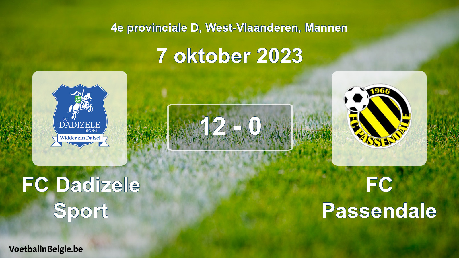 Gespeelde wedstrijd mannenvoetbal: FC Dadizele Sport - FC Passendale 12 - 0 (7 oktober 2023)