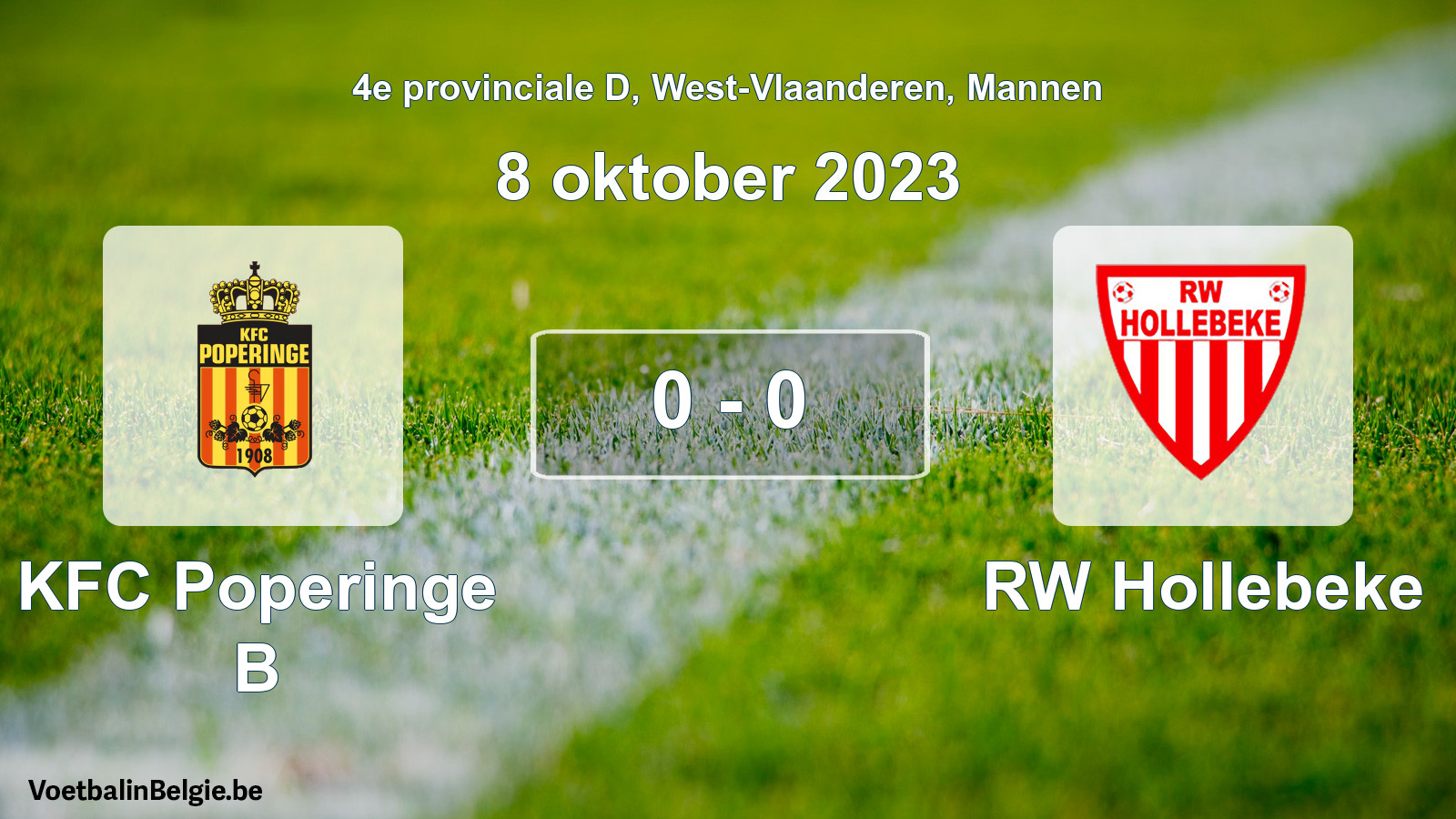 Gespeelde wedstrijd mannenvoetbal: KFC Poperinge B - RW Hollebeke 0 - 0 (8 oktober 2023)