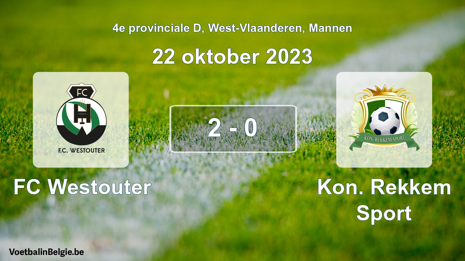 Gespeelde wedstrijd mannenvoetbal: FC Westouter - Kon. Rekkem Sport 2 - 0 (22 oktober 2023)