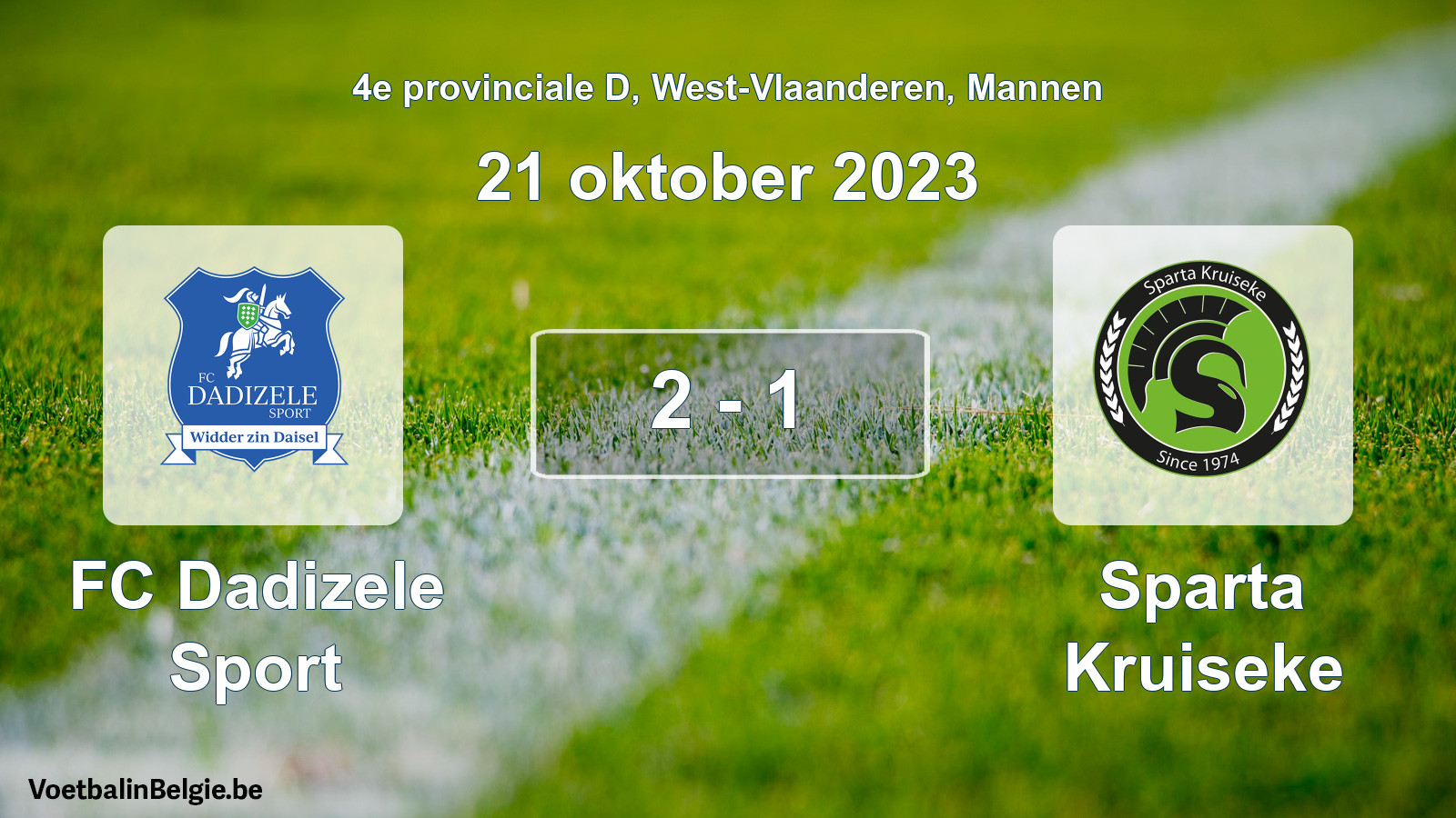 Gespeelde wedstrijd mannenvoetbal: FC Dadizele Sport - Sparta Kruiseke 2 - 1 (21 oktober 2023)