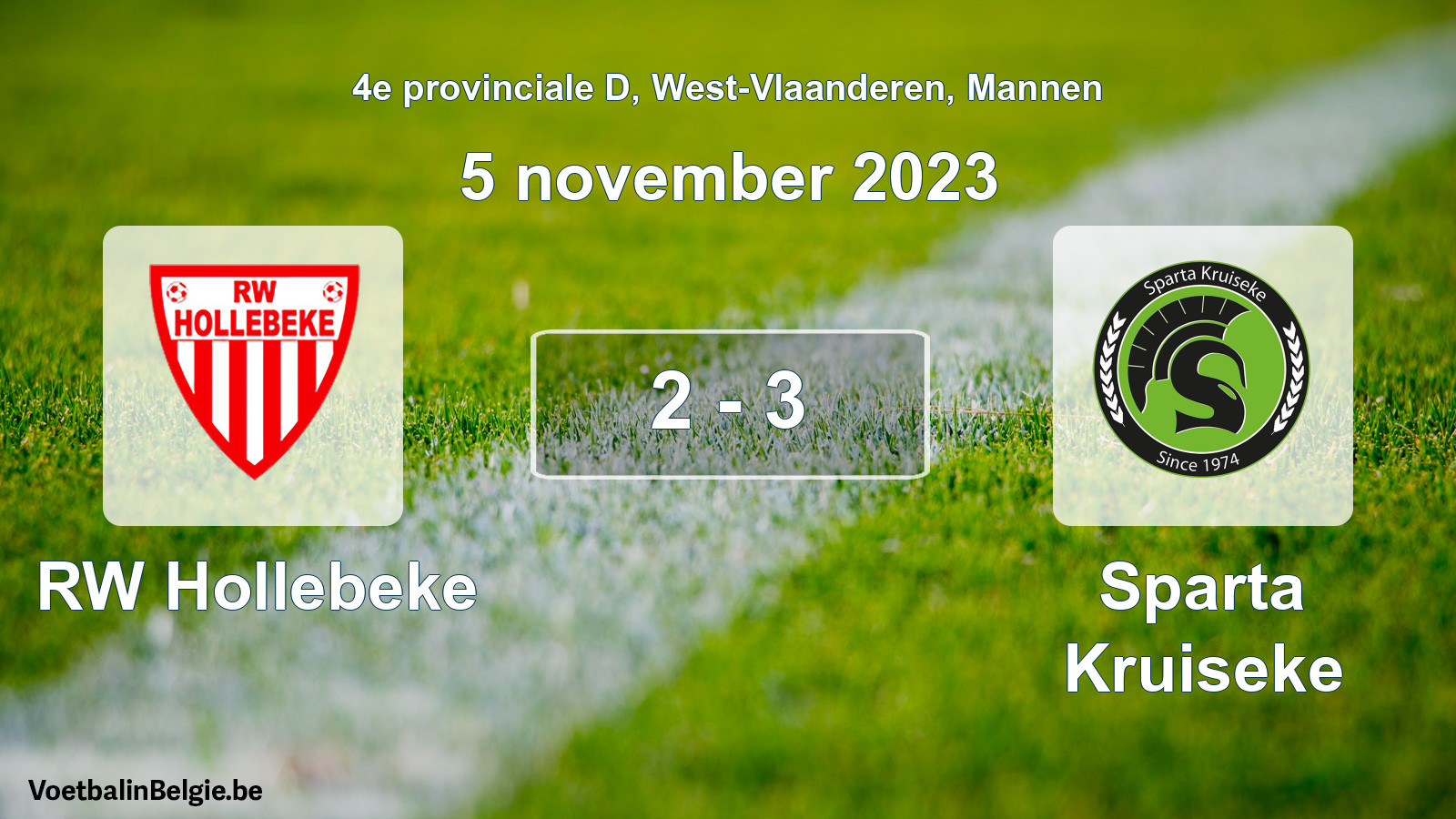 Played match men football: RW Hollebeke - Sparta Kruiseke 2 - 3 (5 November 2023)