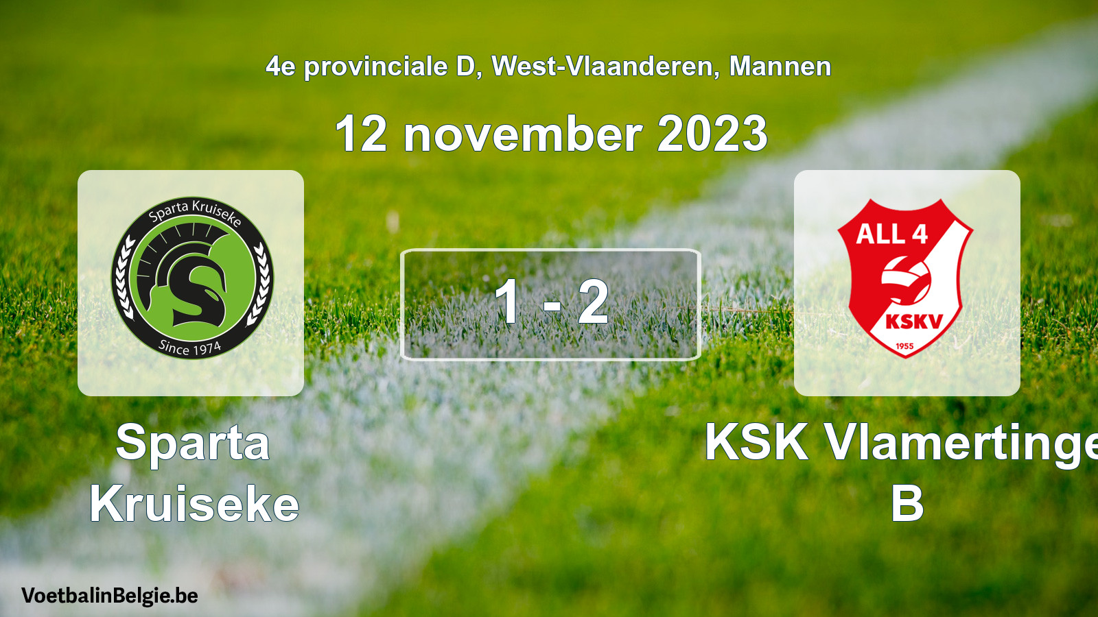 Gespeelde wedstrijd mannenvoetbal: Sparta Kruiseke - KSK Vlamertinge B 1 - 2 (12 november 2023)