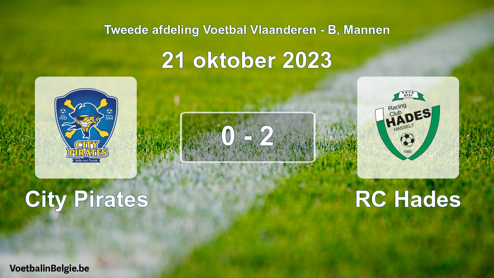 Gespeelde wedstrijd mannenvoetbal: City Pirates - RC Hades 0 - 2 (21 oktober 2023)