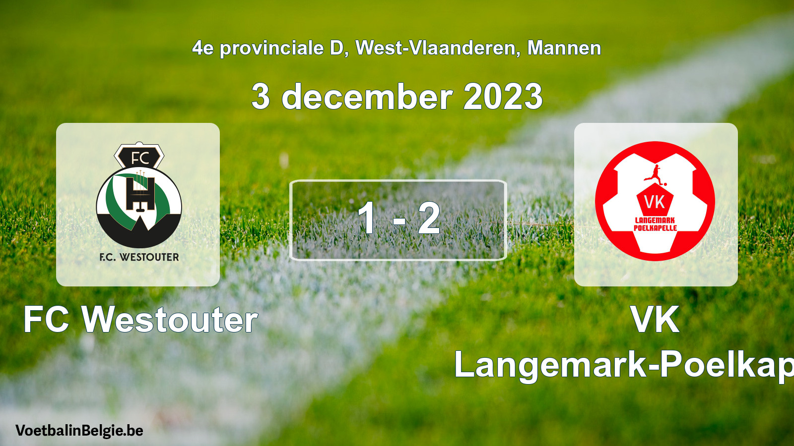 Gespeelde wedstrijd mannenvoetbal: FC Westouter - VK Langemark-Poelkapelle 1 - 2 (3 december 2023)