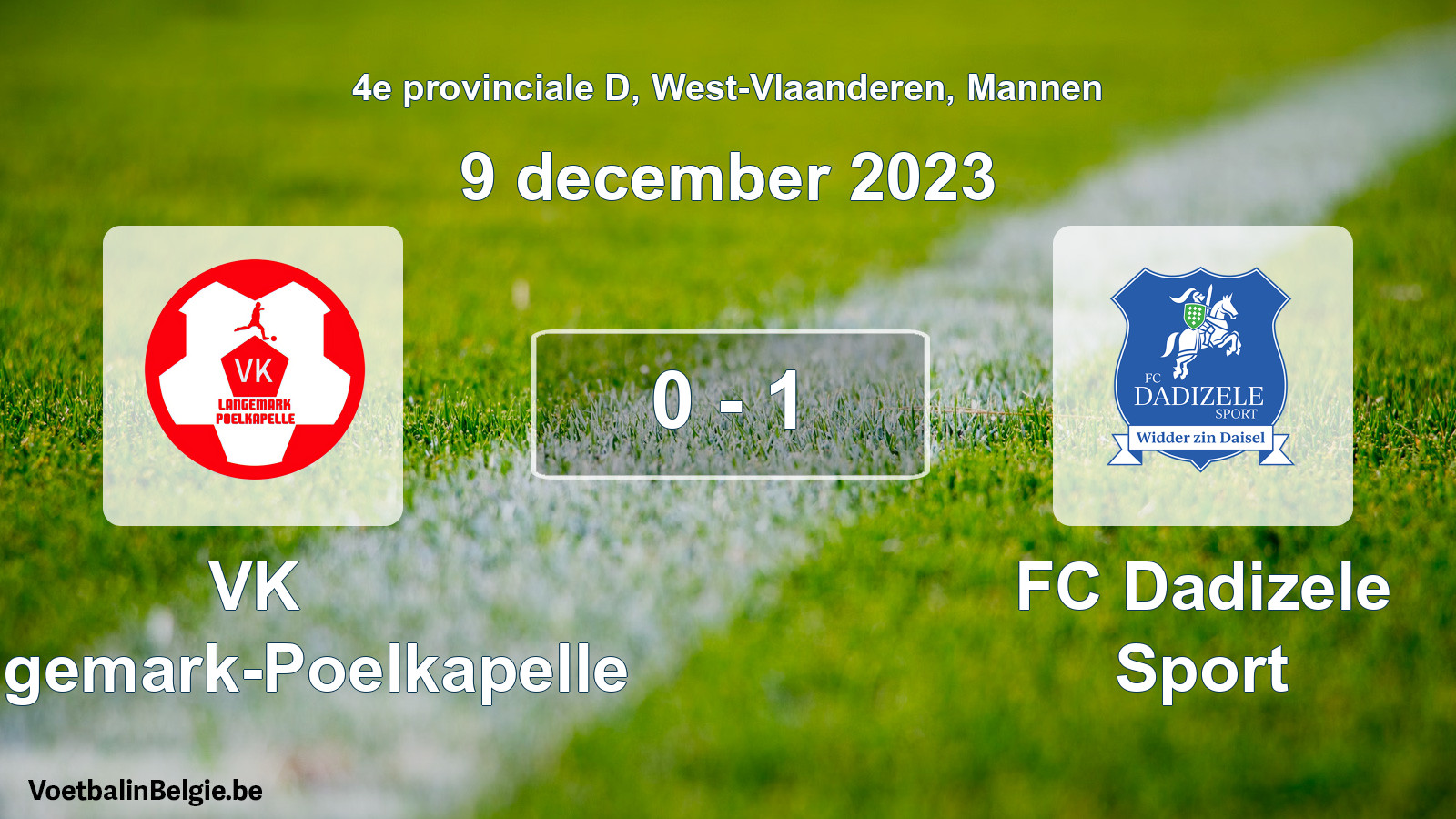 Gespeelde wedstrijd mannenvoetbal: VK Langemark-Poelkapelle - FC Dadizele Sport 0 - 1 (9 december 2023)