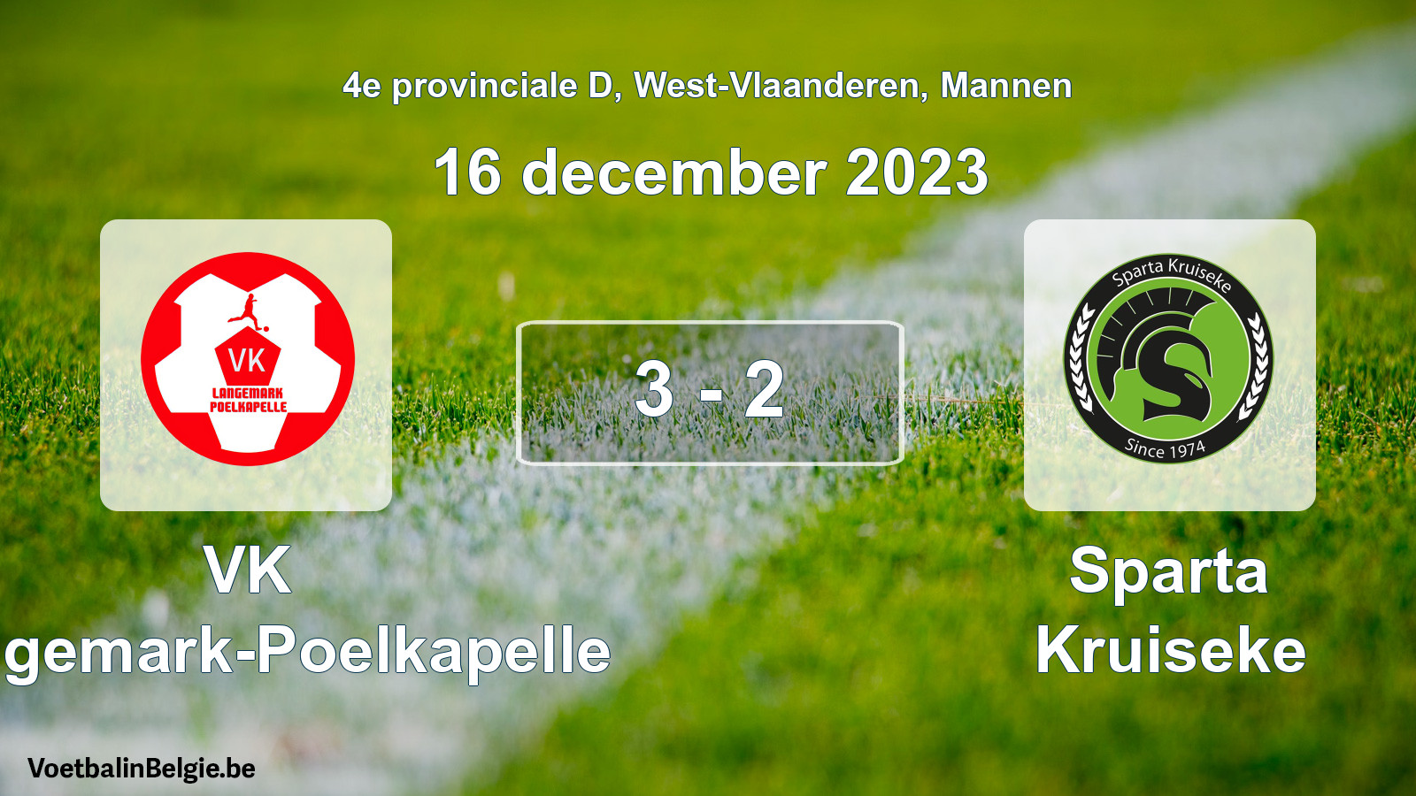 Gespeelde wedstrijd mannenvoetbal: VK Langemark-Poelkapelle - Sparta Kruiseke 3 - 2 (16 december 2023)
