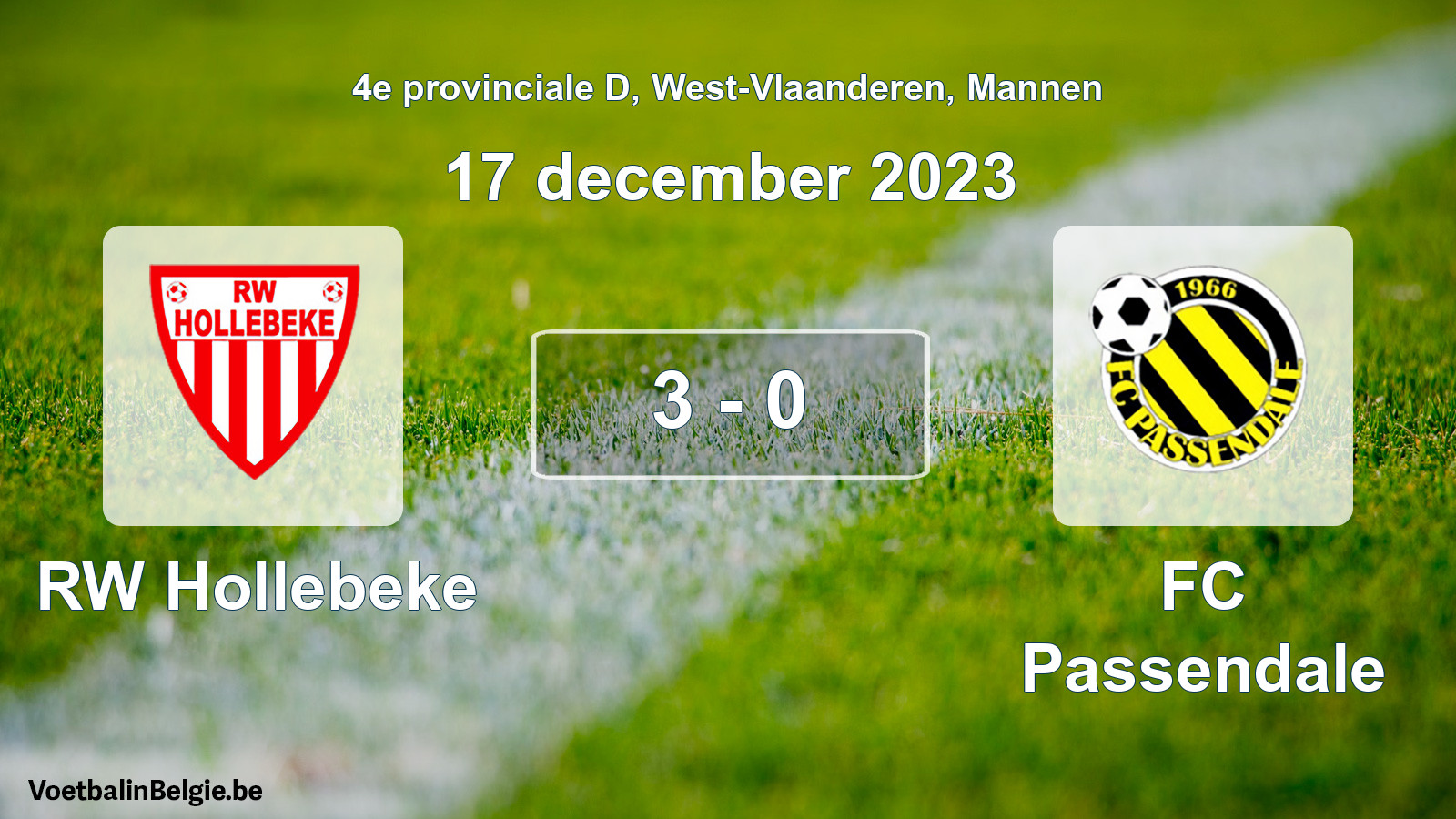 Gespeelde wedstrijd mannenvoetbal: RW Hollebeke - FC Passendale 3 - 0 (17 december 2023)