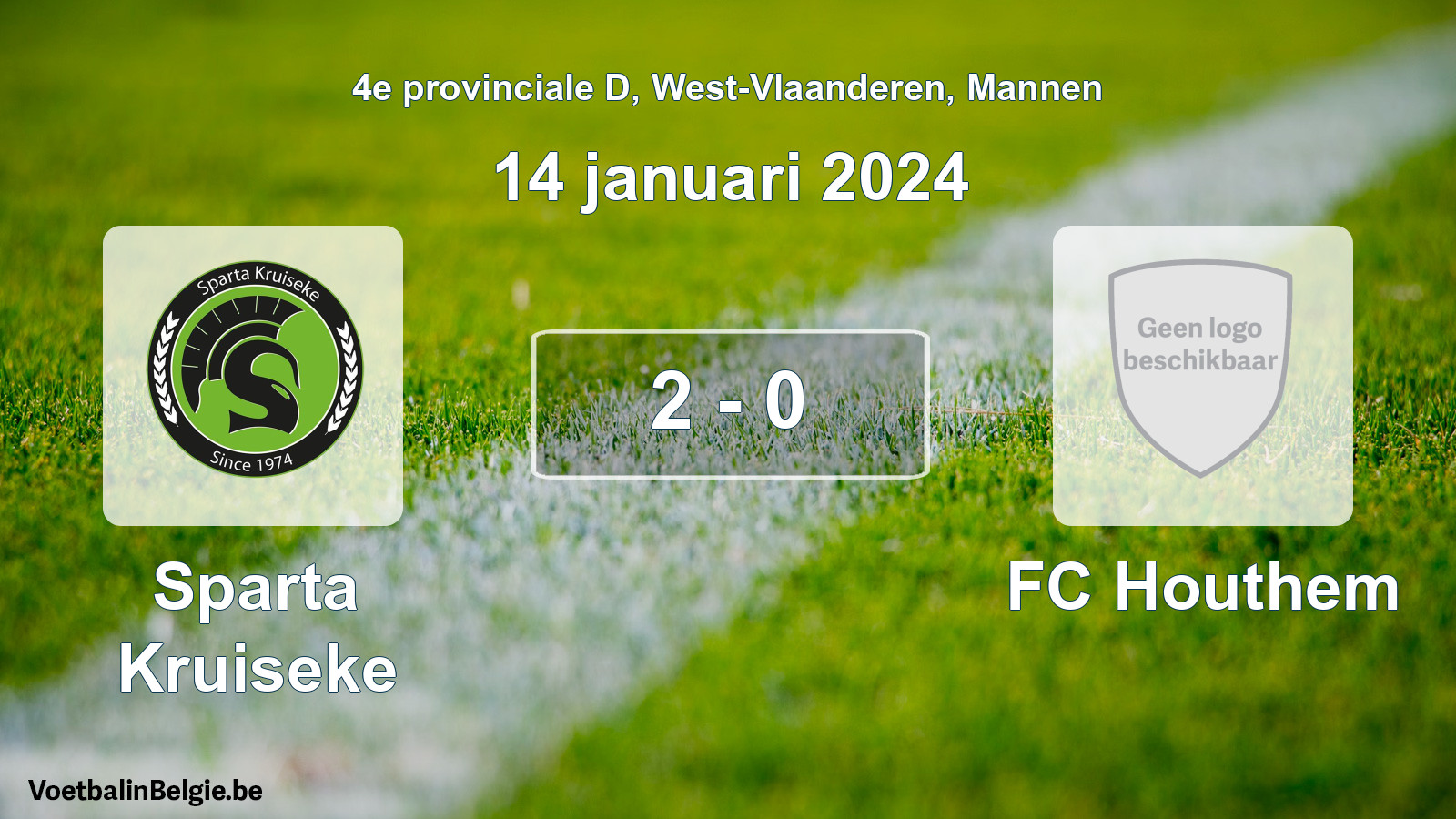 Gespeelde wedstrijd mannenvoetbal: Sparta Kruiseke - FC Houthem 2 - 0 (14 januari 2024)