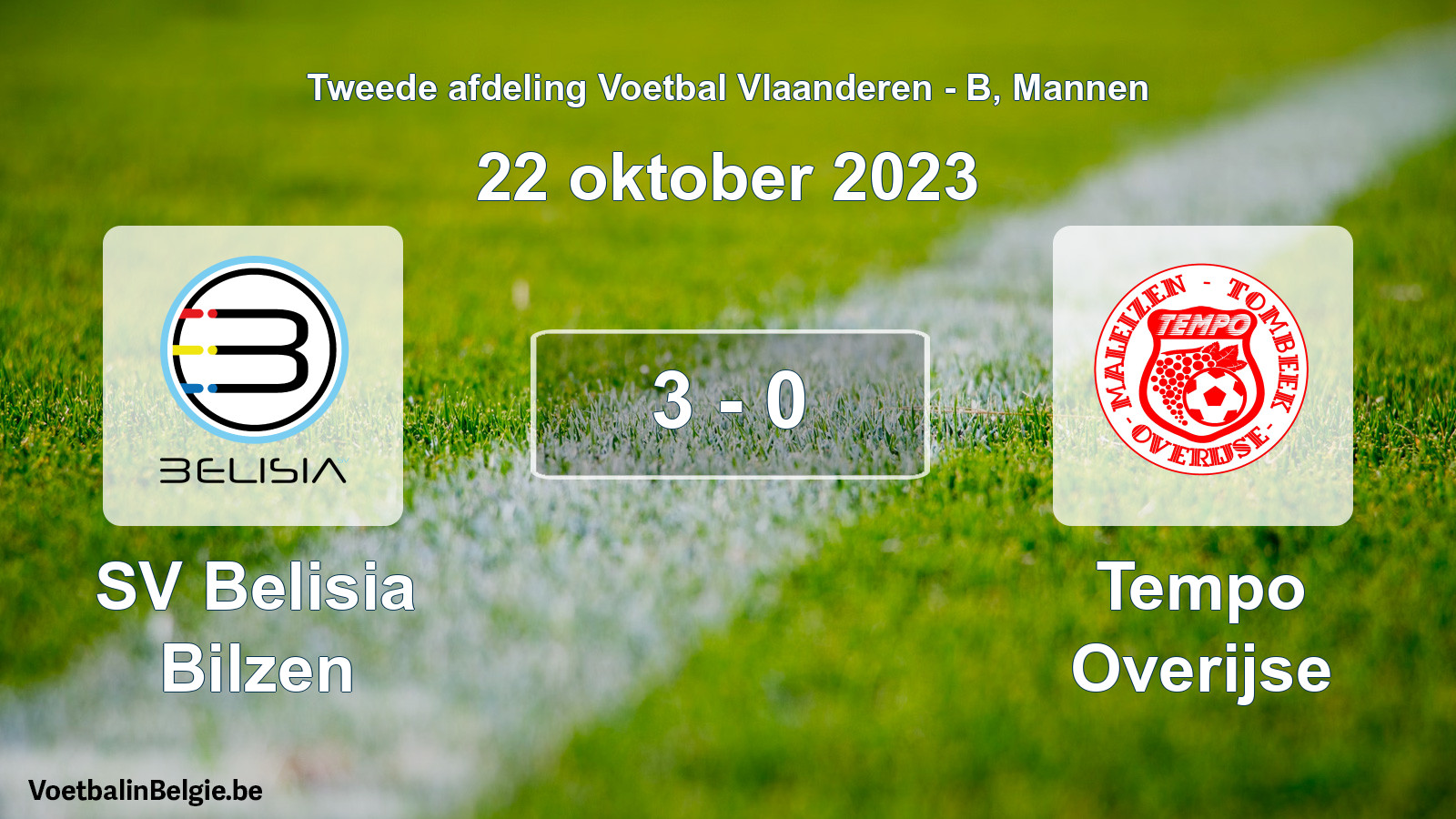 Gespeelde wedstrijd mannenvoetbal: SV Belisia Bilzen - Tempo Overijse 3 - 0 (22 oktober 2023)