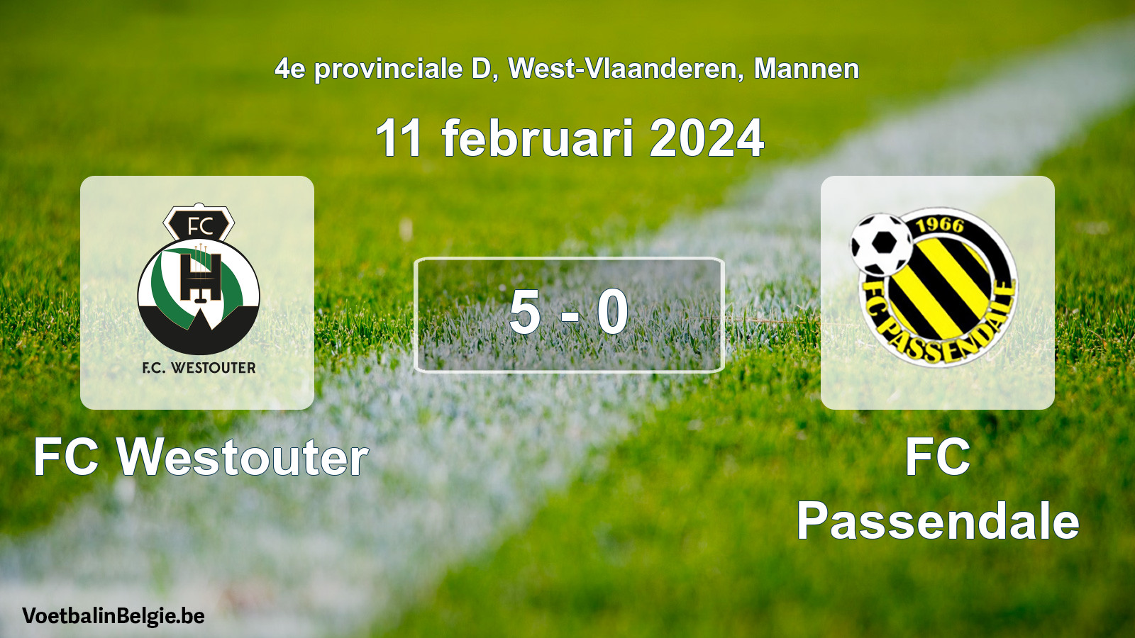 Gespeelde wedstrijd mannenvoetbal: FC Westouter - FC Passendale 5 - 0 (11 februari 2024)