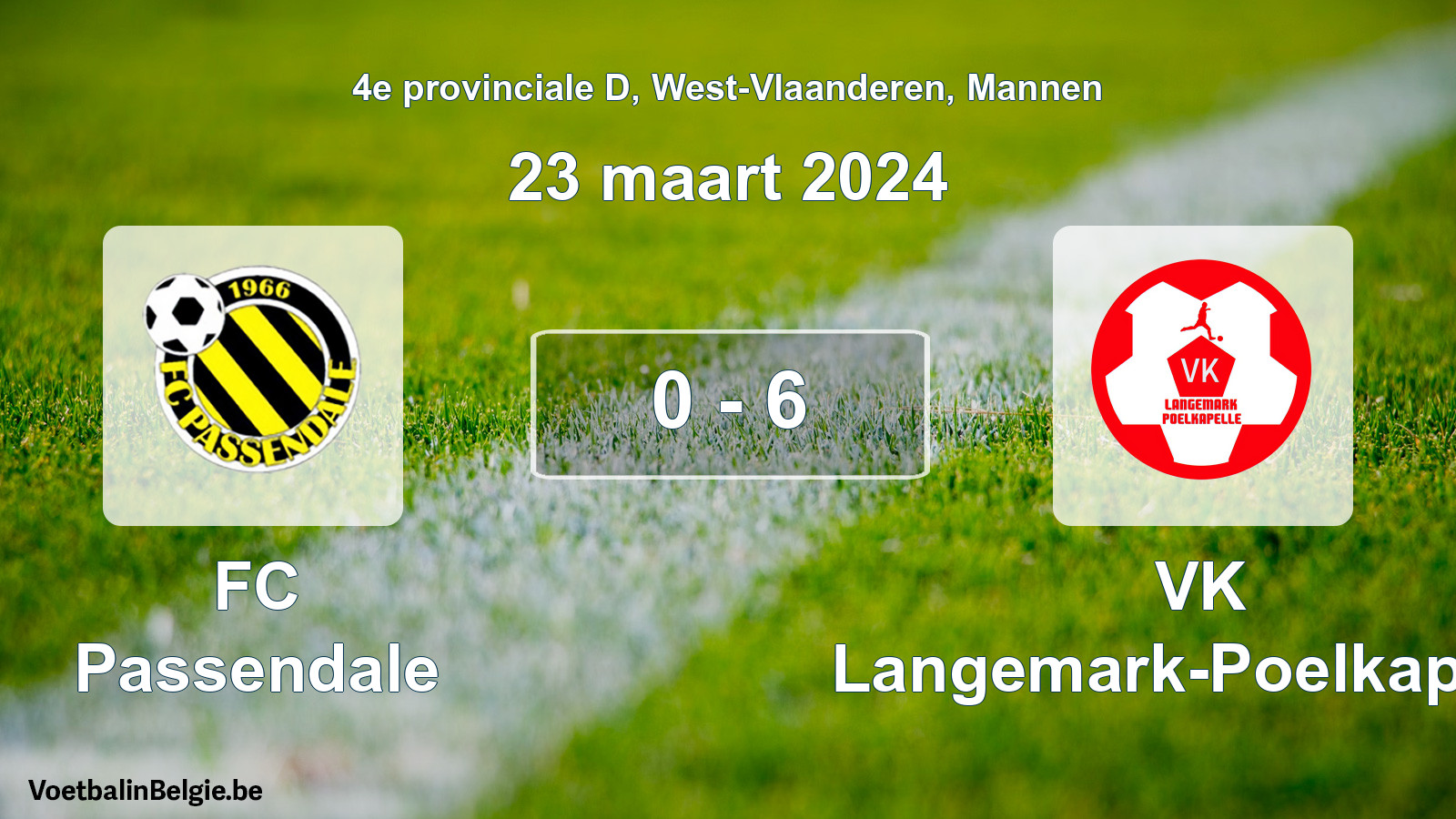 Gespeelde wedstrijd mannenvoetbal: FC Passendale - VK Langemark-Poelkapelle 0 - 6 (23 maart 2024)