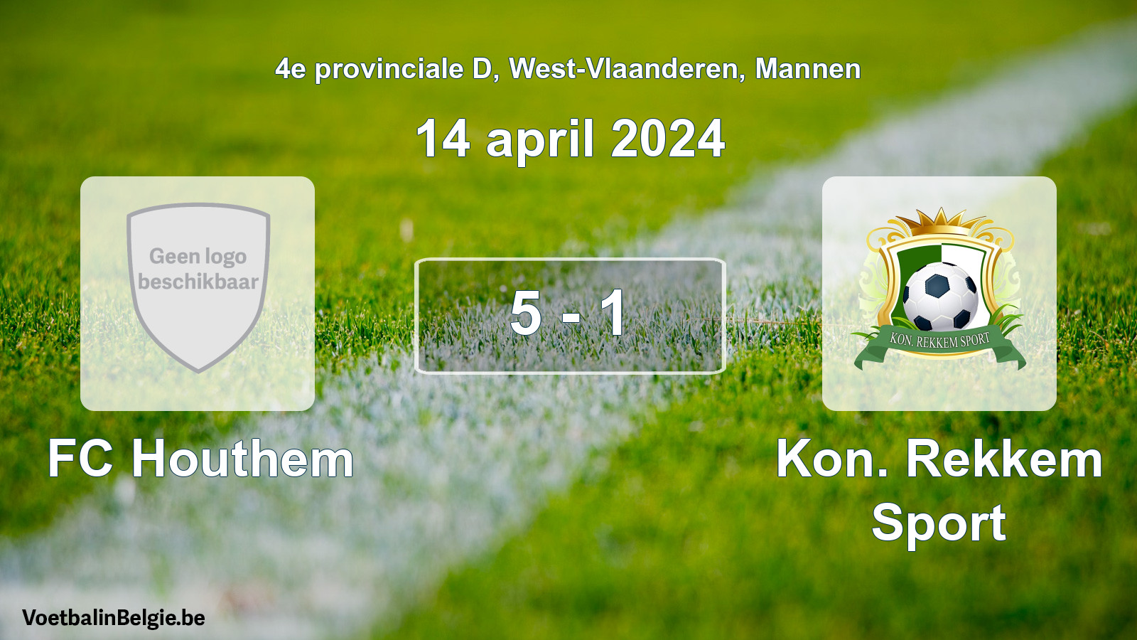 Gespeelde wedstrijd mannenvoetbal: FC Houthem - Kon. Rekkem Sport 5 - 1 (14 april 2024)