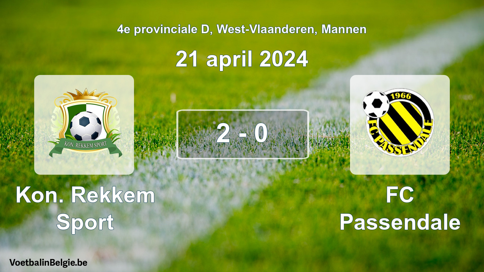 Gespeelde wedstrijd mannenvoetbal: Kon. Rekkem Sport - FC Passendale 2 - 0 (21 april 2024)