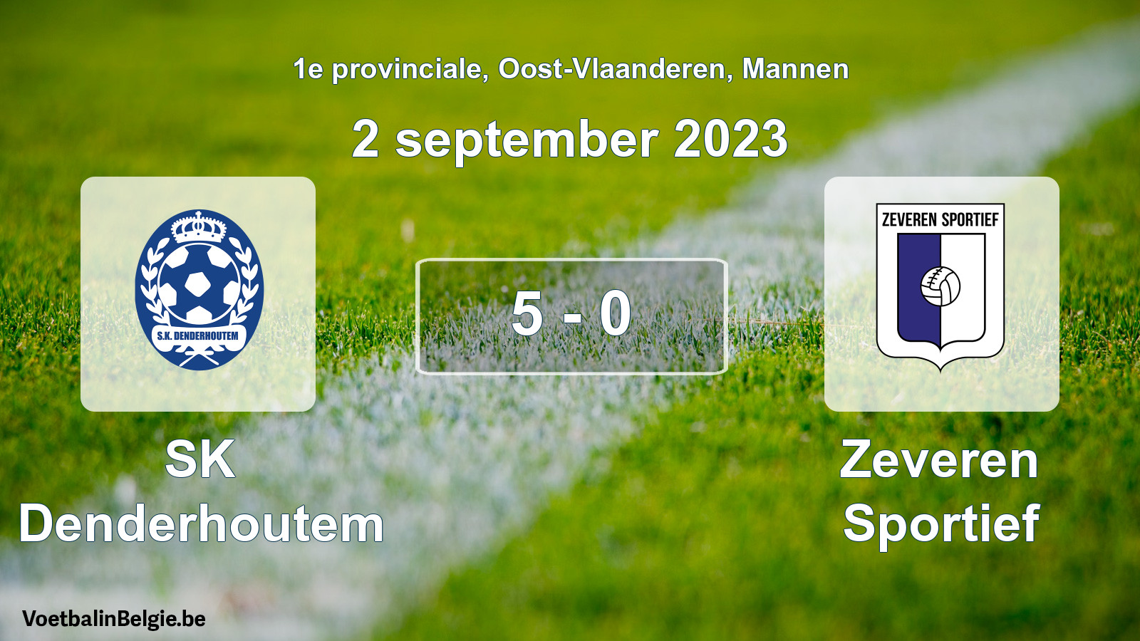 Gespeelde wedstrijd mannenvoetbal: SK Denderhoutem - Zeveren Sportief 5 - 0 (2 september 2023)