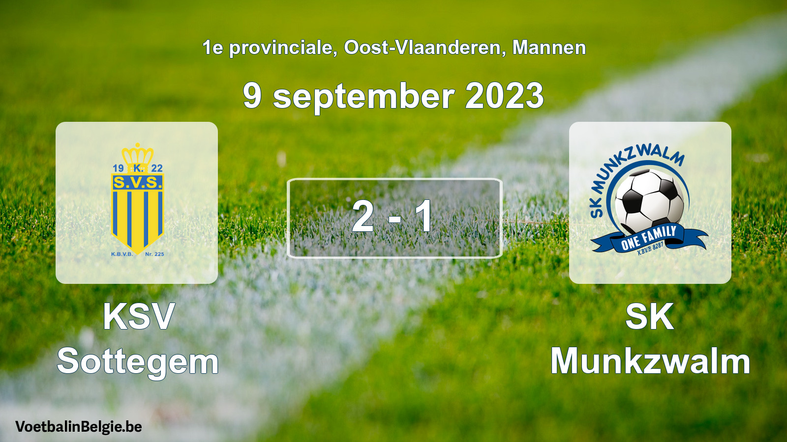 Gespeelde wedstrijd mannenvoetbal: KSV Sottegem - SK Munkzwalm 2 - 1 (9 september 2023)