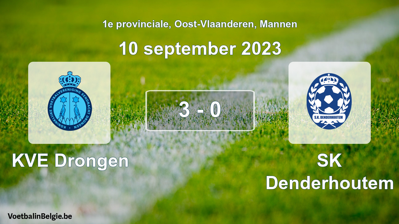 Gespeelde wedstrijd mannenvoetbal: KVE Drongen - SK Denderhoutem 3 - 0 (10 september 2023)