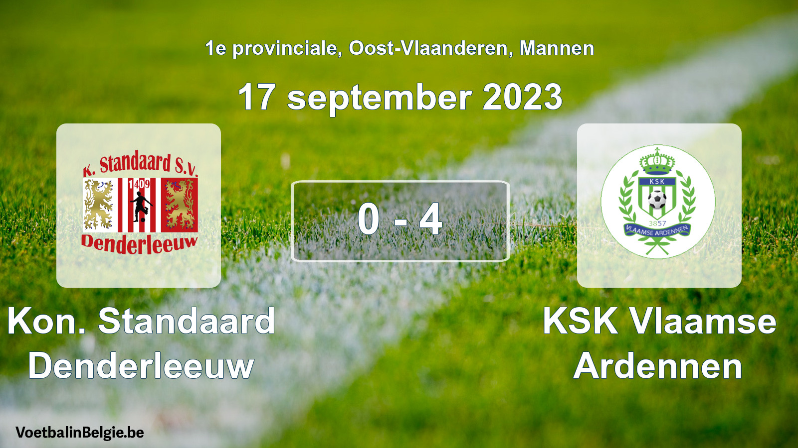 Gespeelde wedstrijd mannenvoetbal: Kon. Standaard Denderleeuw - KSK Vlaamse Ardennen 0 - 4 (17 september 2023)