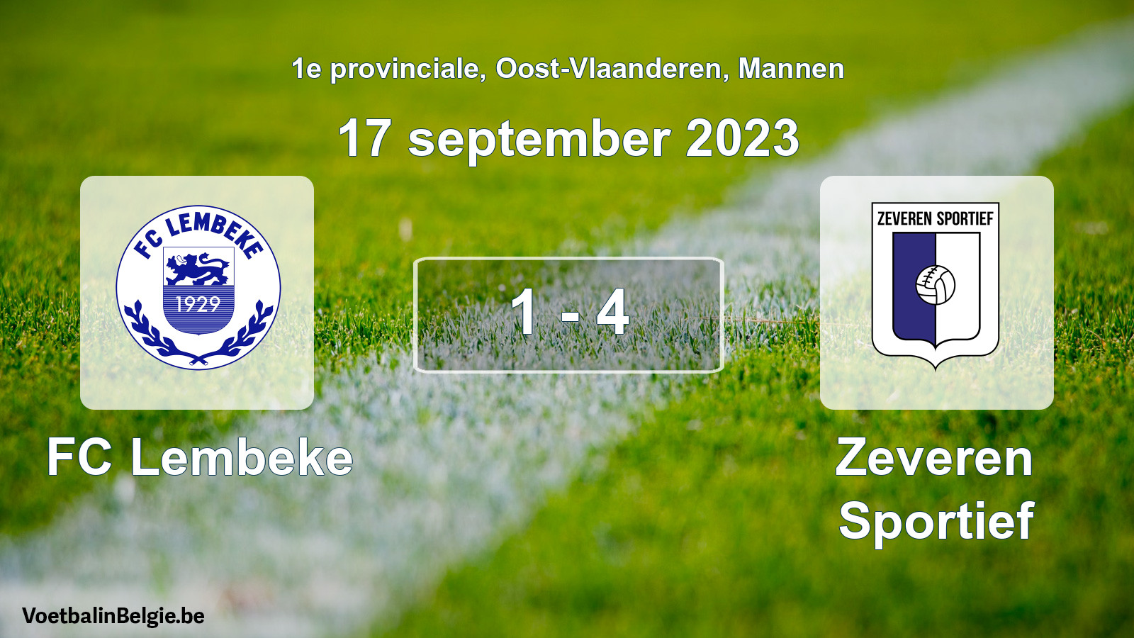 Gespeelde wedstrijd mannenvoetbal: FC Lembeke - Zeveren Sportief 1 - 4 (17 september 2023)