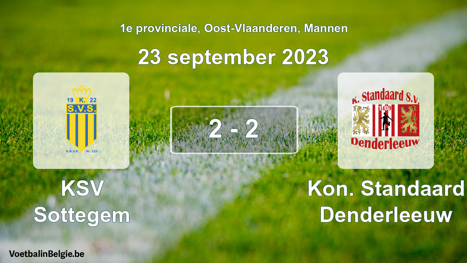 Gespeelde wedstrijd mannenvoetbal: KSV Sottegem - Kon. Standaard Denderleeuw 2 - 2 (23 september 2023)
