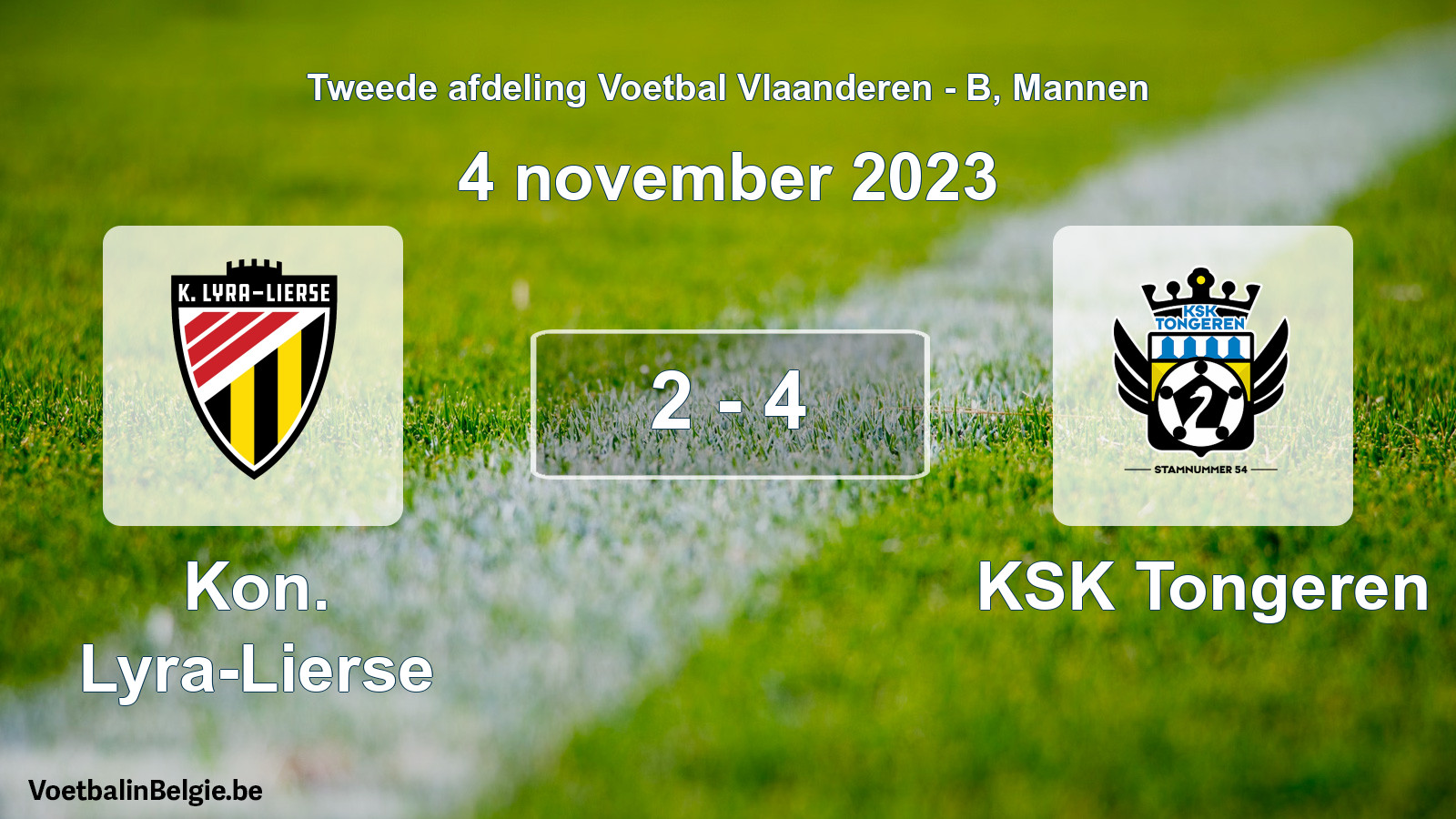 Gespeelde wedstrijd mannenvoetbal: Kon. Lyra-Lierse - KSK Tongeren 2 - 4 (4 november 2023)