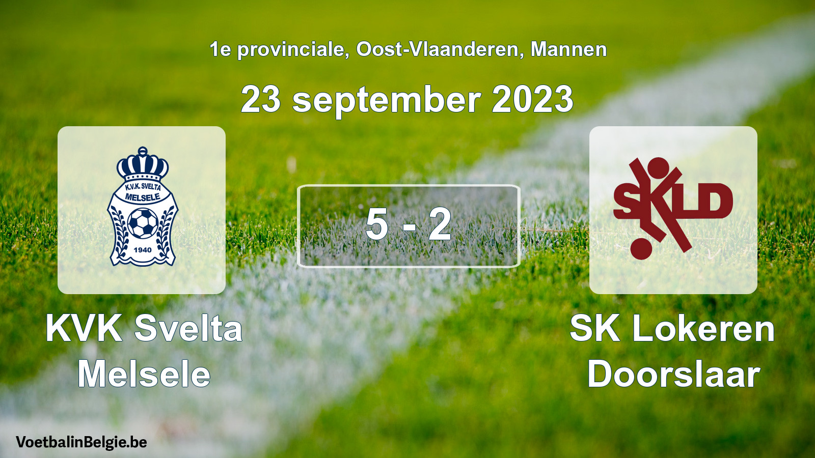 Gespeelde wedstrijd mannenvoetbal: KVK Svelta Melsele - SK Lokeren Doorslaar 5 - 2 (23 september 2023)