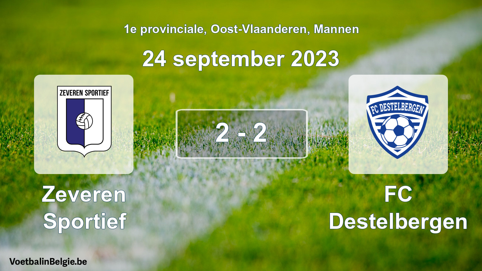 Gespeelde wedstrijd mannenvoetbal: Zeveren Sportief - FC Destelbergen 2 - 2 (24 september 2023)
