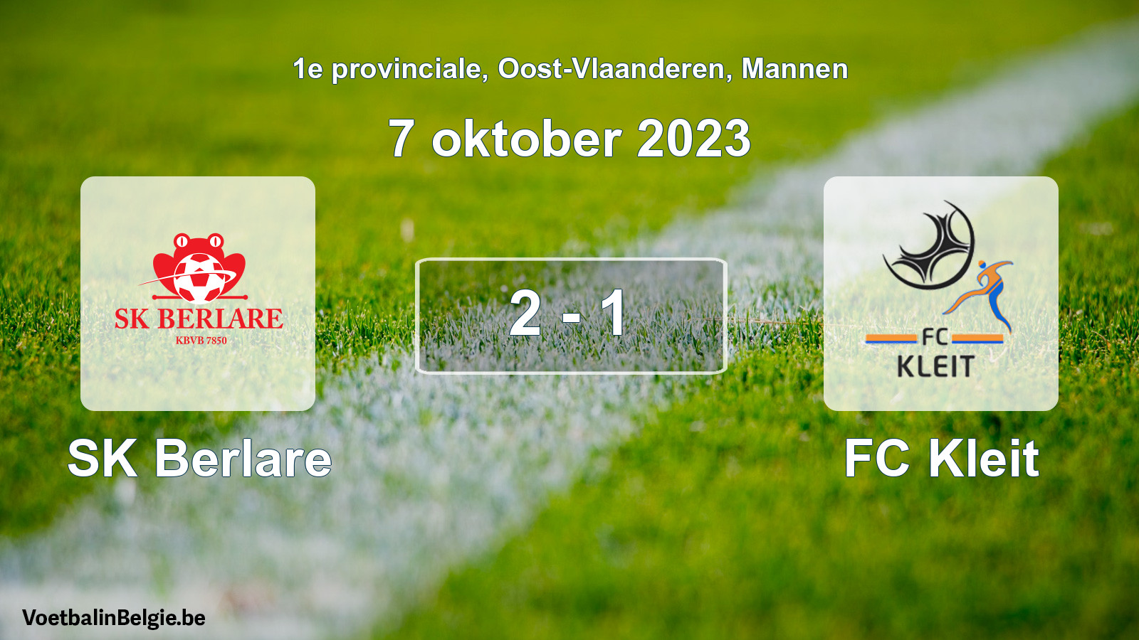 Gespeelde wedstrijd mannenvoetbal: SK Berlare - FC Kleit 2 - 1 (7 oktober 2023)