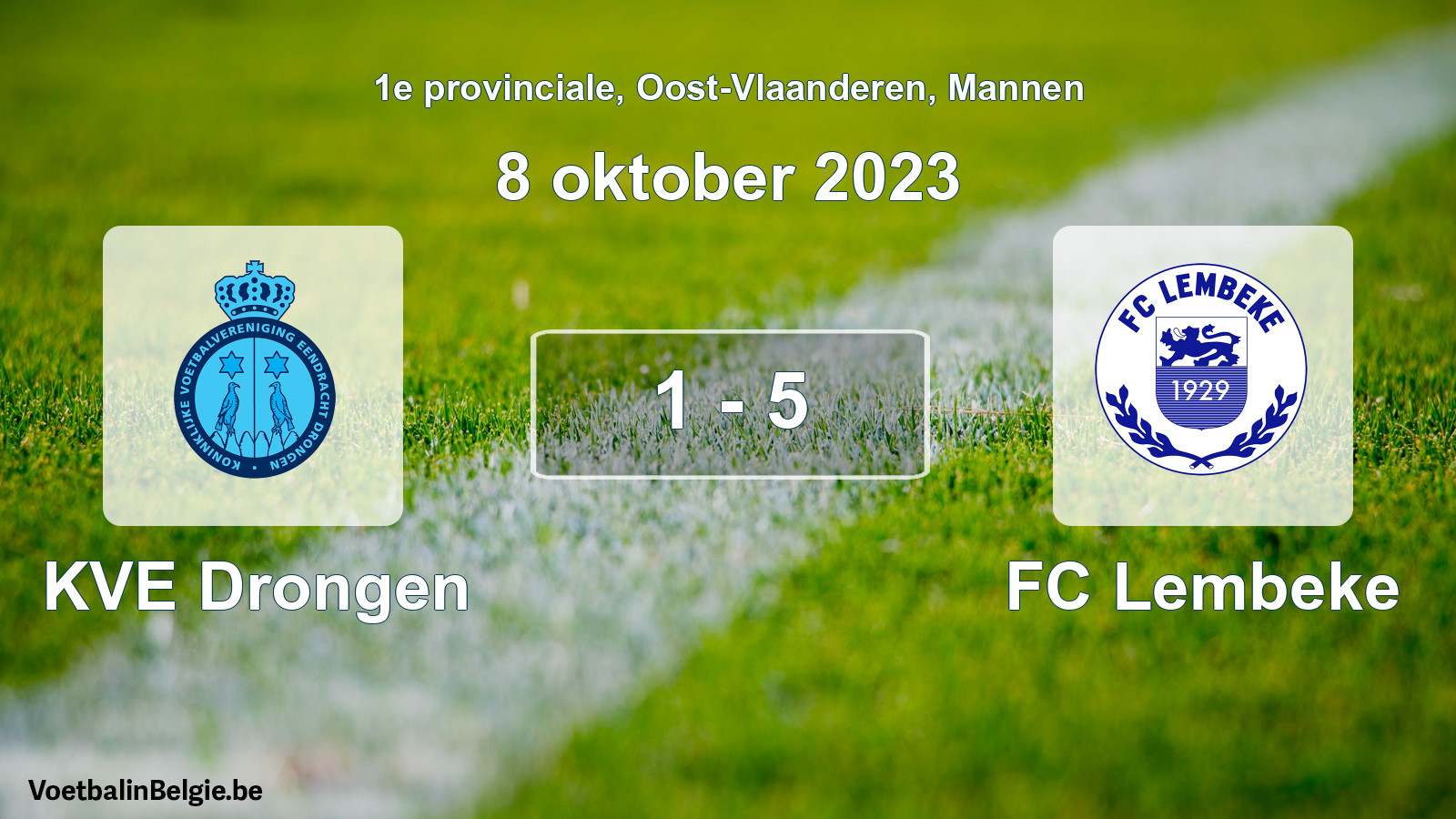 Gespeelde wedstrijd mannenvoetbal: KVE Drongen - FC Lembeke 1 - 5 (8 oktober 2023)