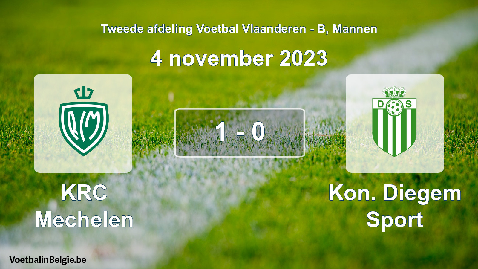 Gespeelde wedstrijd mannenvoetbal: KRC Mechelen - Kon. Diegem Sport 1 - 0 (4 november 2023)