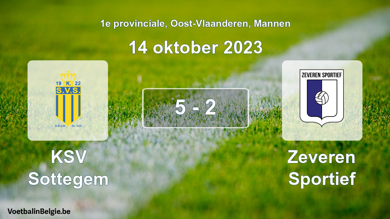 Gespeelde wedstrijd mannenvoetbal: KSV Sottegem - Zeveren Sportief 5 - 2 (14 oktober 2023)
