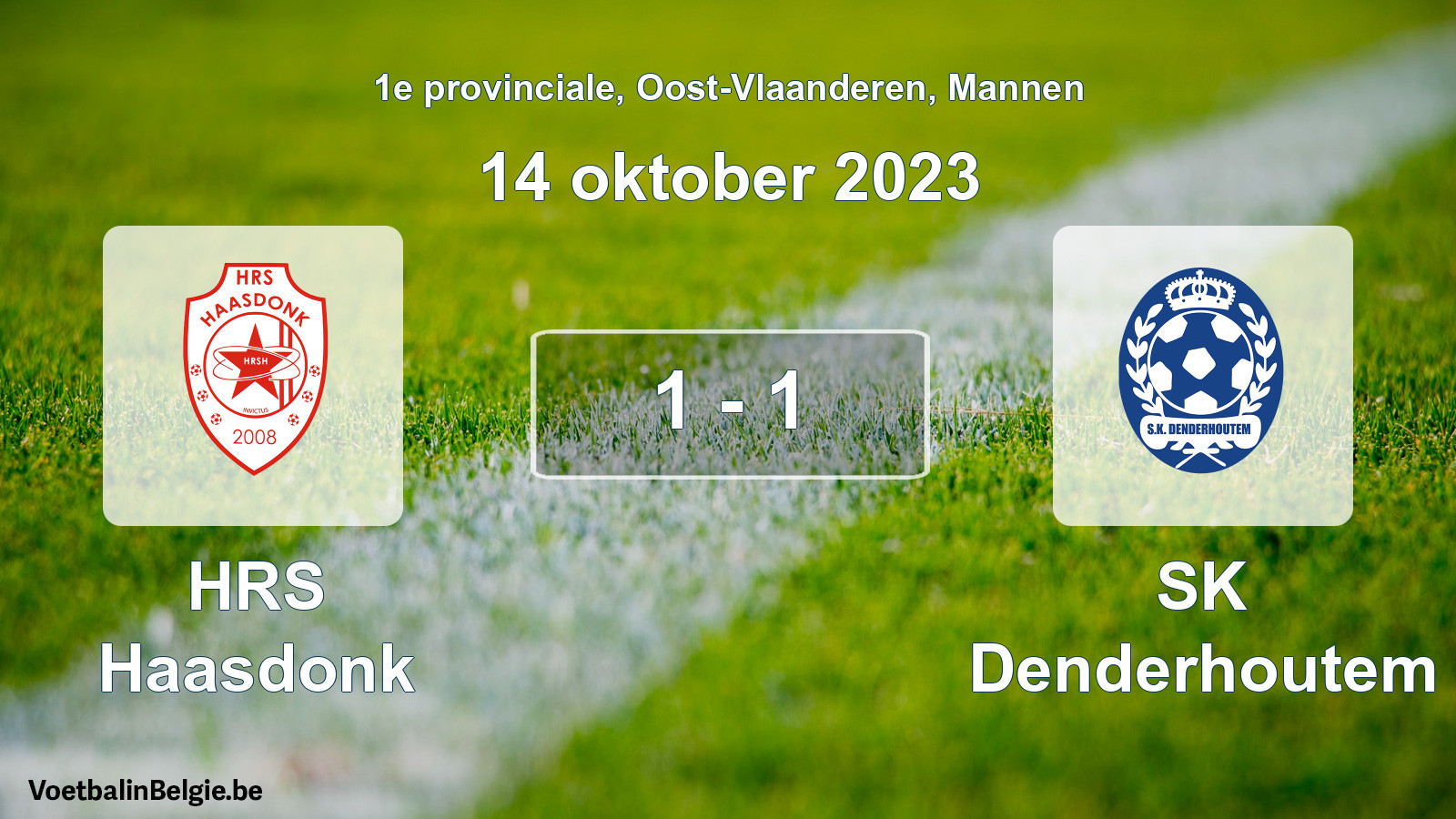 Gespeelde wedstrijd mannenvoetbal: HRS Haasdonk - SK Denderhoutem 1 - 1 (14 oktober 2023)