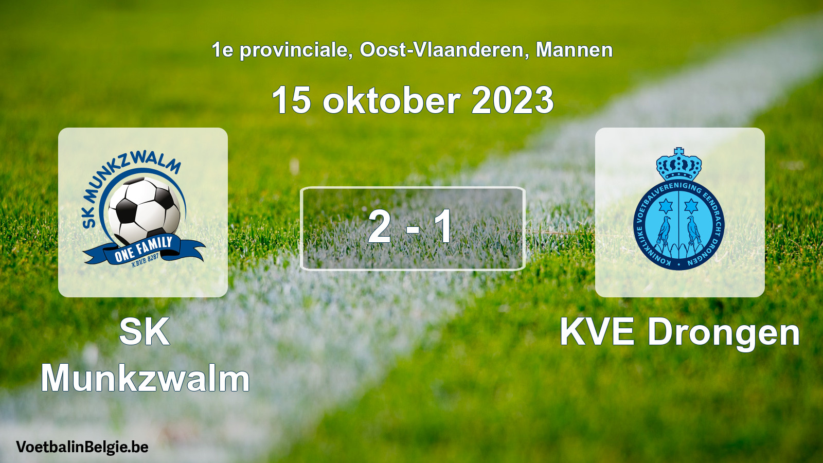Gespeelde wedstrijd mannenvoetbal: SK Munkzwalm - KVE Drongen 2 - 1 (15 oktober 2023)
