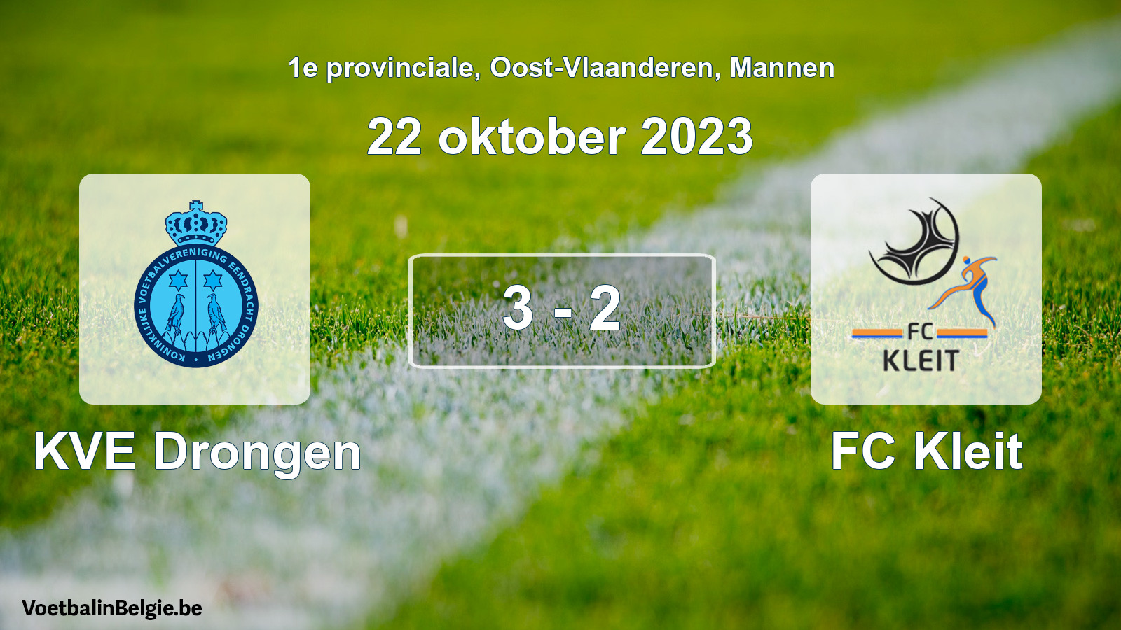 Gespeelde wedstrijd mannenvoetbal: KVE Drongen - FC Kleit 3 - 2 (22 oktober 2023)