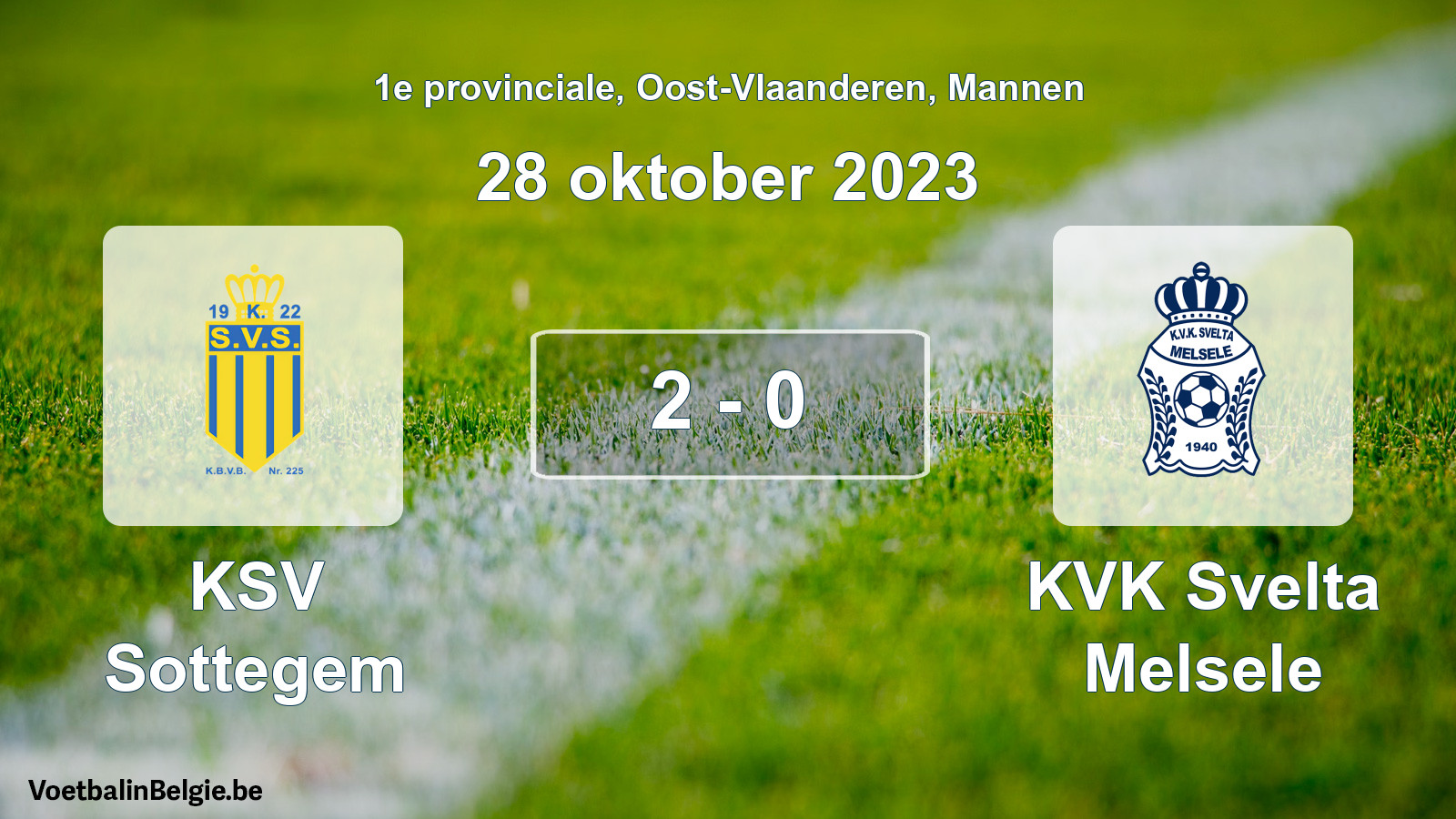 Gespeelde wedstrijd mannenvoetbal: KSV Sottegem - KVK Svelta Melsele 2 - 0 (28 oktober 2023)
