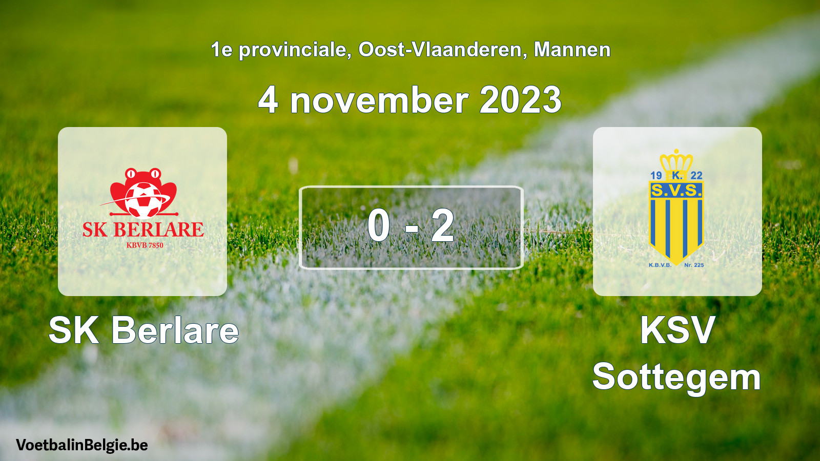 Gespeelde wedstrijd mannenvoetbal: SK Berlare - KSV Sottegem 0 - 2 (4 november 2023)