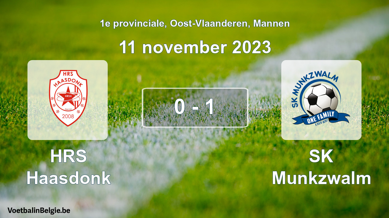 Gespeelde wedstrijd mannenvoetbal: HRS Haasdonk - SK Munkzwalm 0 - 1 (11 november 2023)