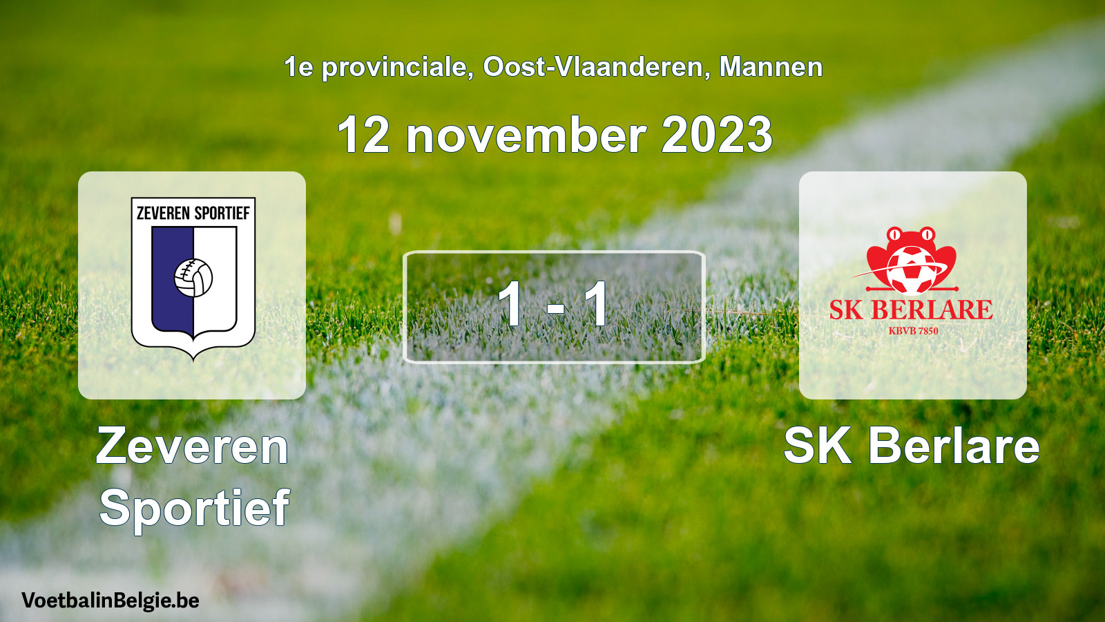 Gespeelde wedstrijd mannenvoetbal: Zeveren Sportief - SK Berlare 1 - 1 (12 november 2023)