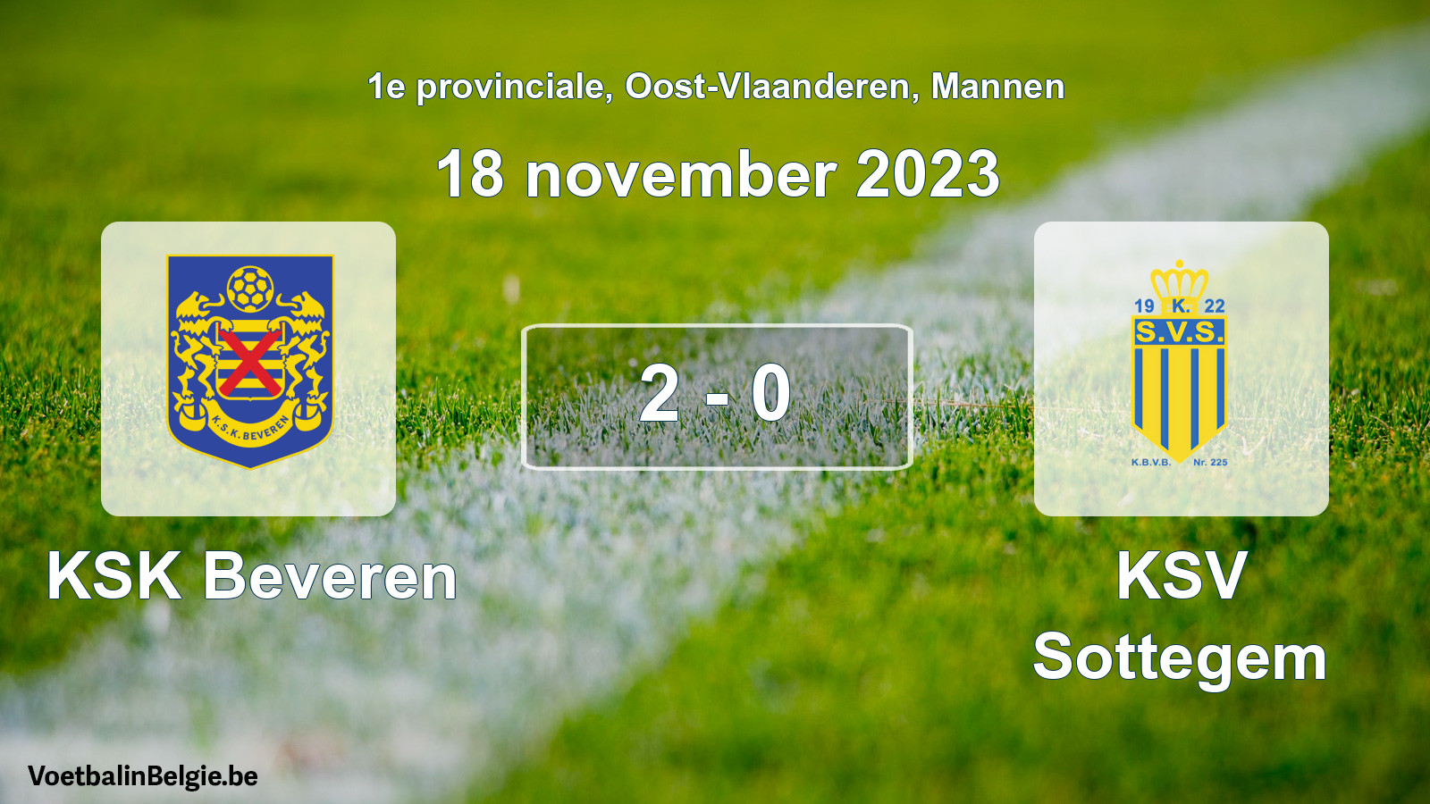 Gespeelde wedstrijd mannenvoetbal: KSK Beveren - KSV Sottegem 2 - 0 (18 november 2023)