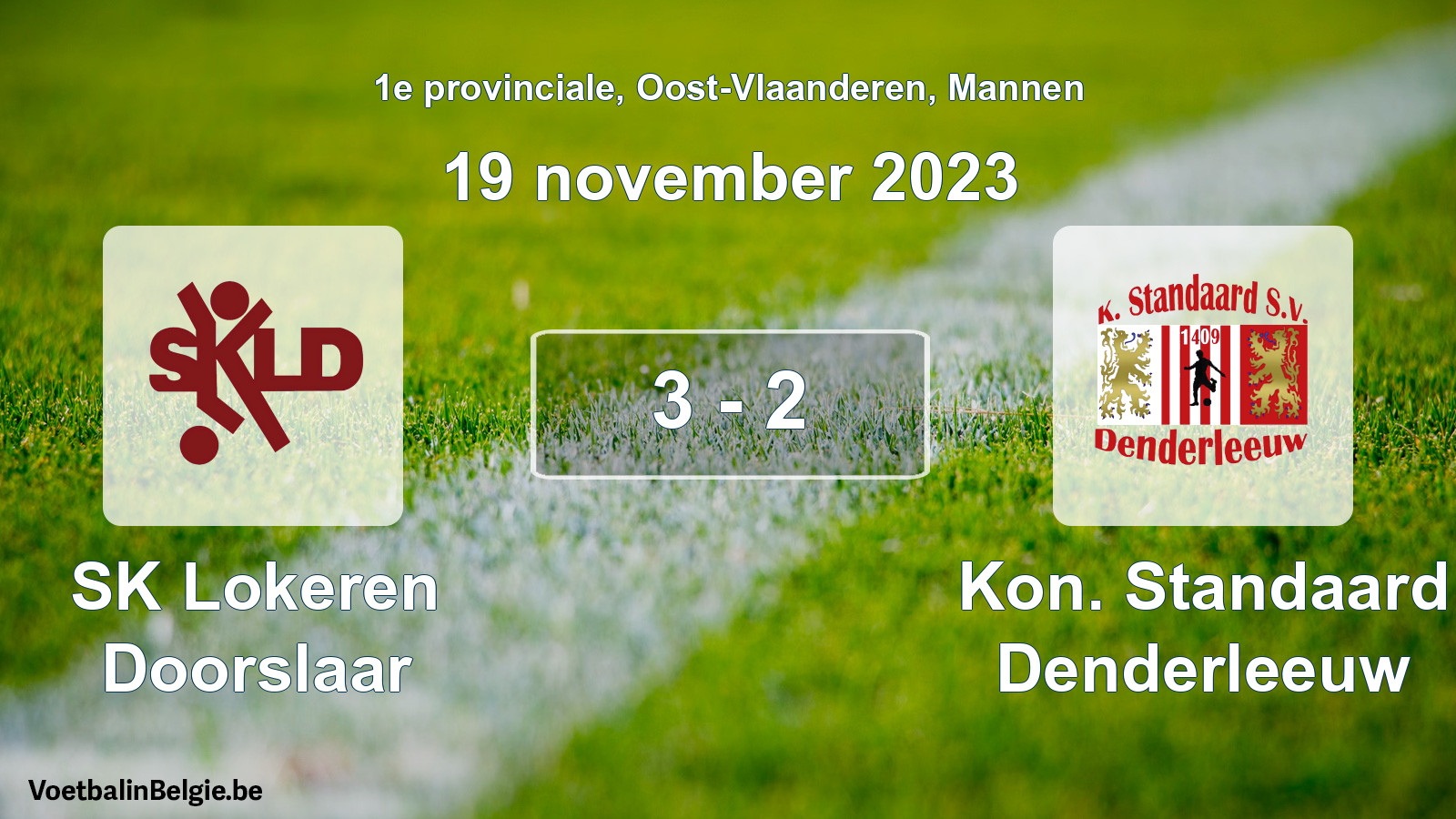 Gespeelde wedstrijd mannenvoetbal: SK Lokeren Doorslaar - Kon. Standaard Denderleeuw 3 - 2 (19 november 2023)