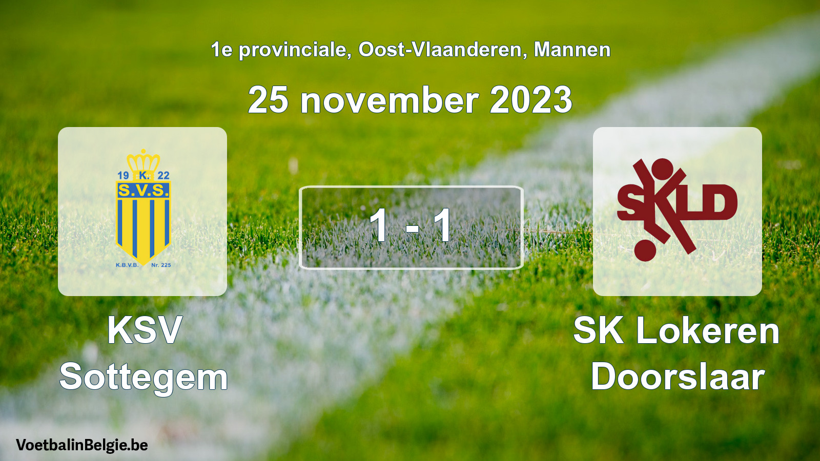 Gespeelde wedstrijd mannenvoetbal: KSV Sottegem - SK Lokeren Doorslaar 1 - 1 (25 november 2023)