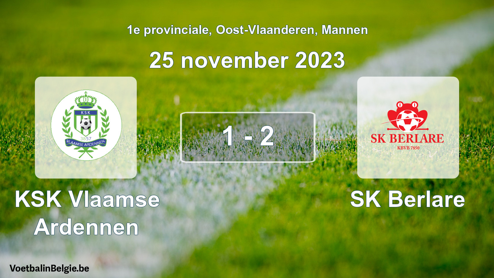 Gespeelde wedstrijd mannenvoetbal: KSK Vlaamse Ardennen - SK Berlare 1 - 2 (25 november 2023)