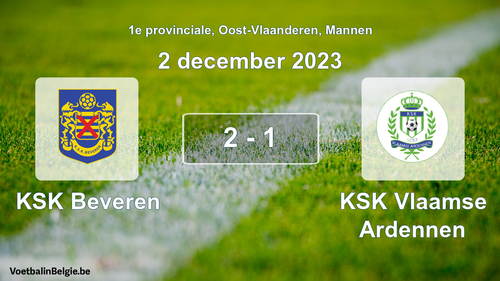 Gespeelde wedstrijd mannenvoetbal: KSK Beveren - KSK Vlaamse Ardennen 2 - 1 (2 december 2023)