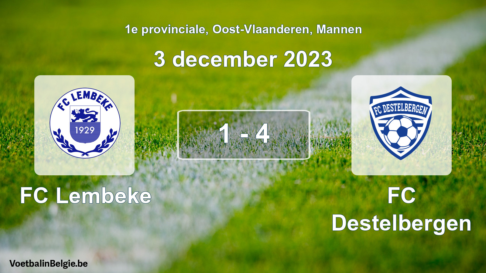 Gespeelde wedstrijd mannenvoetbal: FC Lembeke - FC Destelbergen 1 - 4 (3 december 2023)