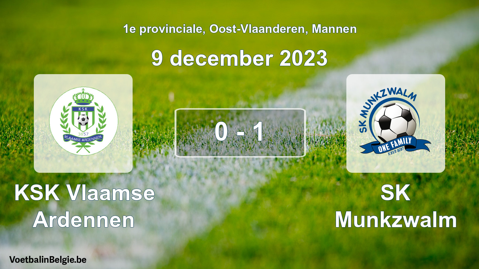 Gespeelde wedstrijd mannenvoetbal: KSK Vlaamse Ardennen - SK Munkzwalm 0 - 1 (9 december 2023)