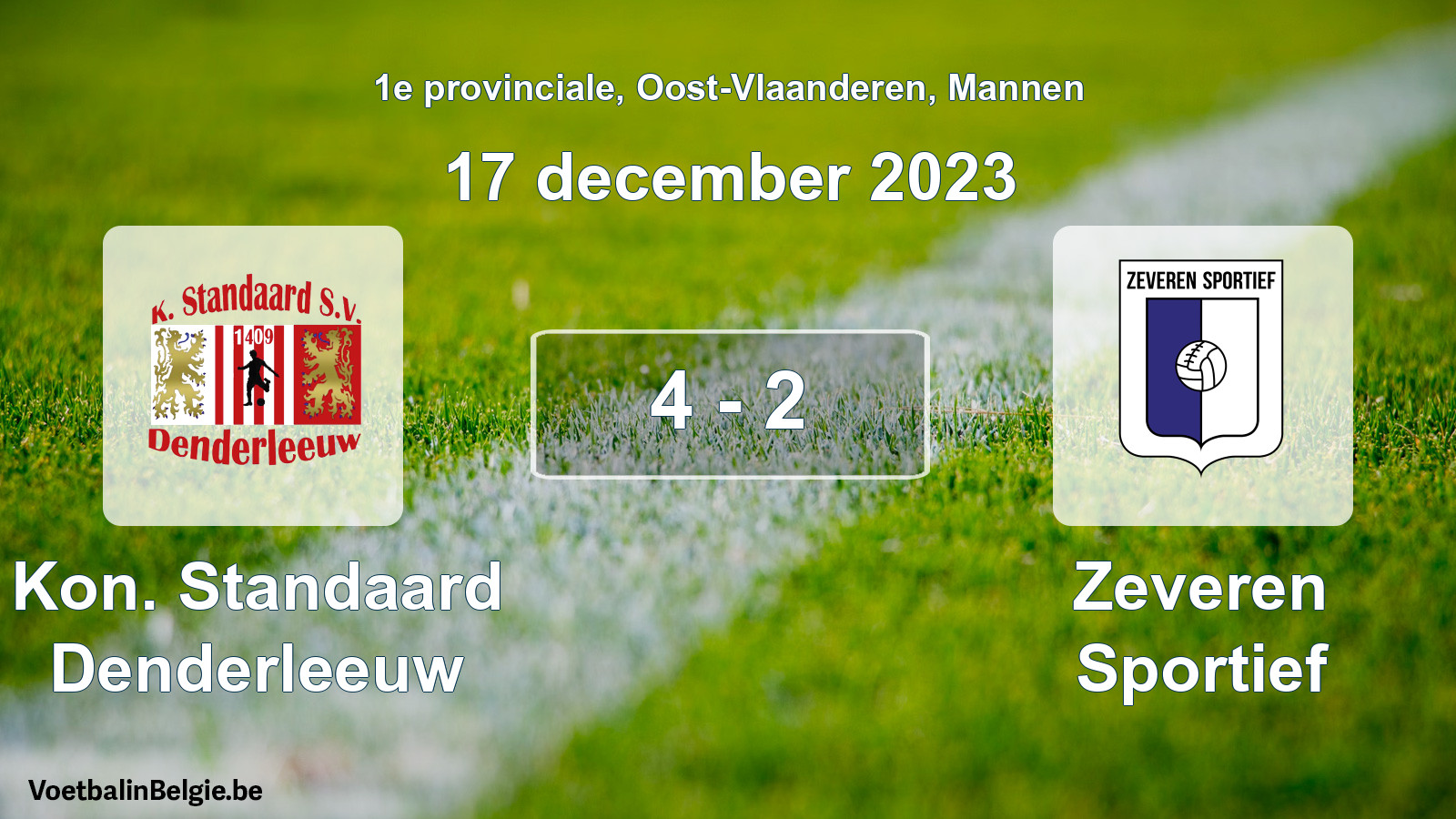Gespeelde wedstrijd mannenvoetbal: Kon. Standaard Denderleeuw - Zeveren Sportief 4 - 2 (17 december 2023)